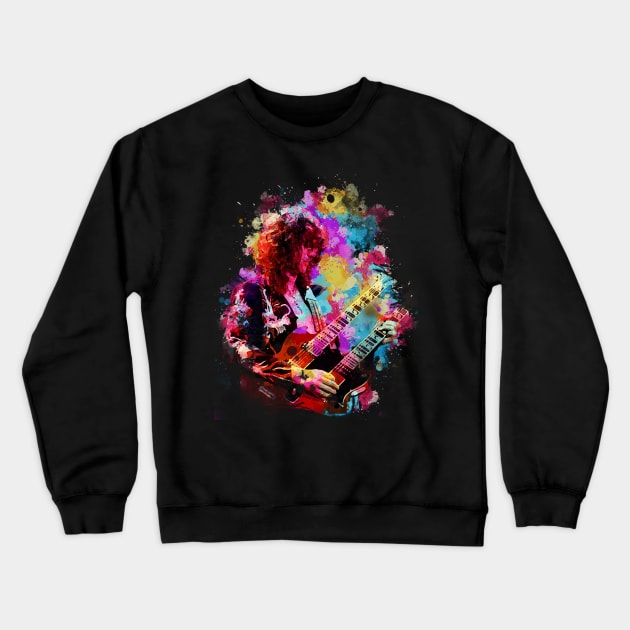 Jimmy Page - Watercolor Illustration Crewneck Sweatshirt by Punyaomyule